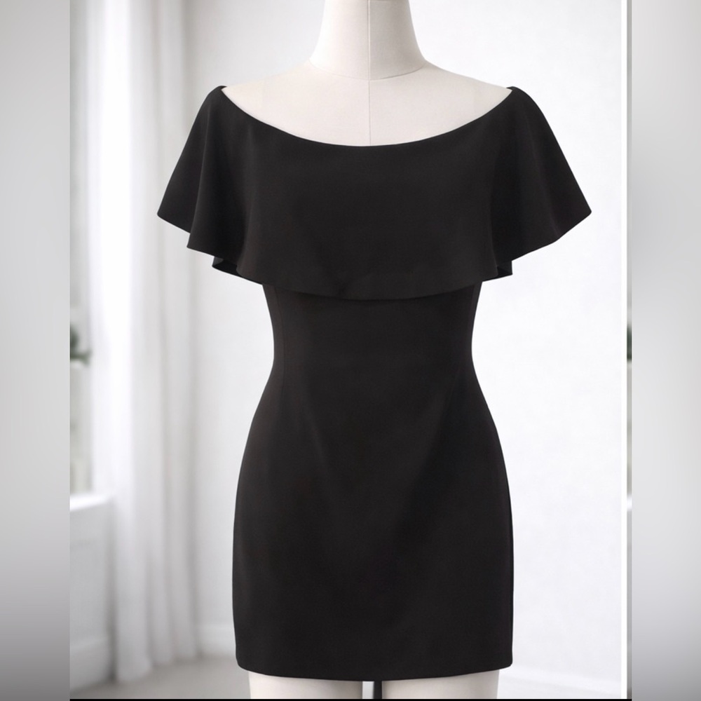 Reiss Black Cape-Style Cocktail Dress | UK 6 / US 2